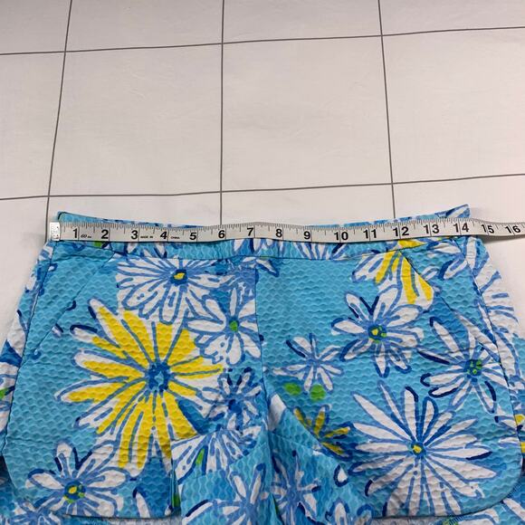 Lilly Pulitzer Shorts Womens 00 Blue Adie Breakwater Daisy Preppy Floral Casual - Picture 8 of 12